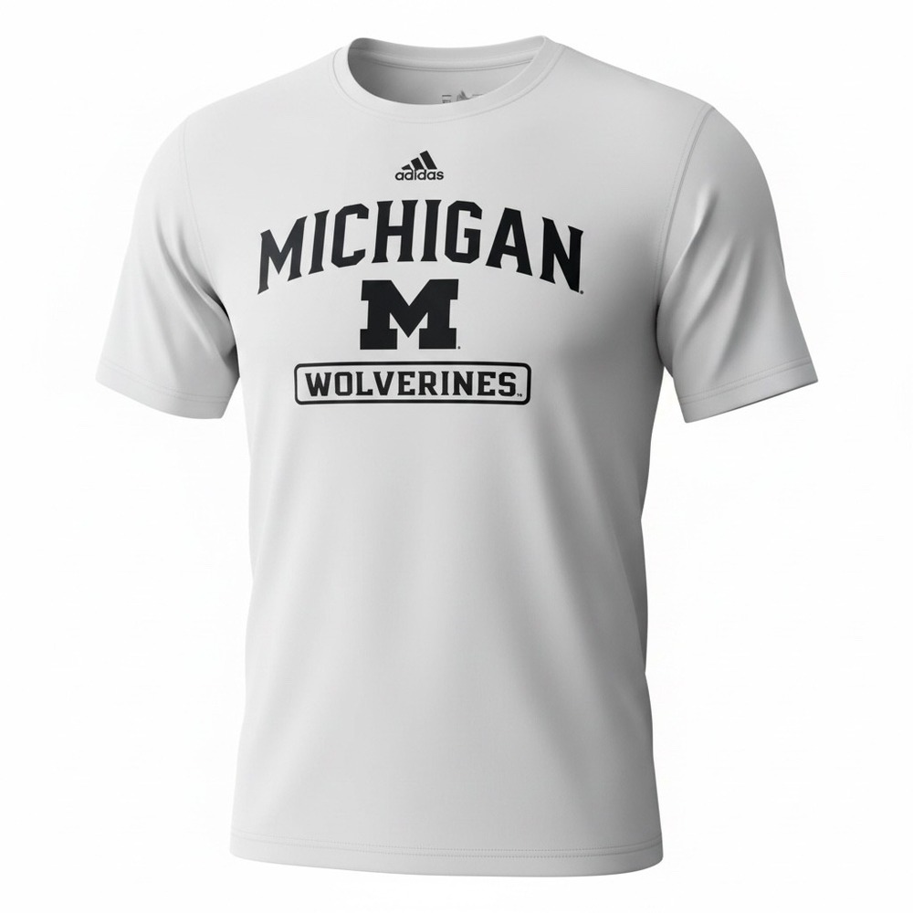 Adidas Michigan Wolverines Mens White Performance Graphic T-Shirt